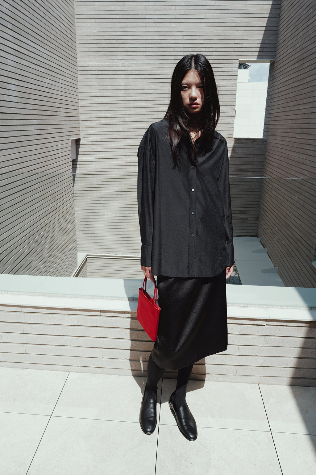 Belted Sheer Shirt Black