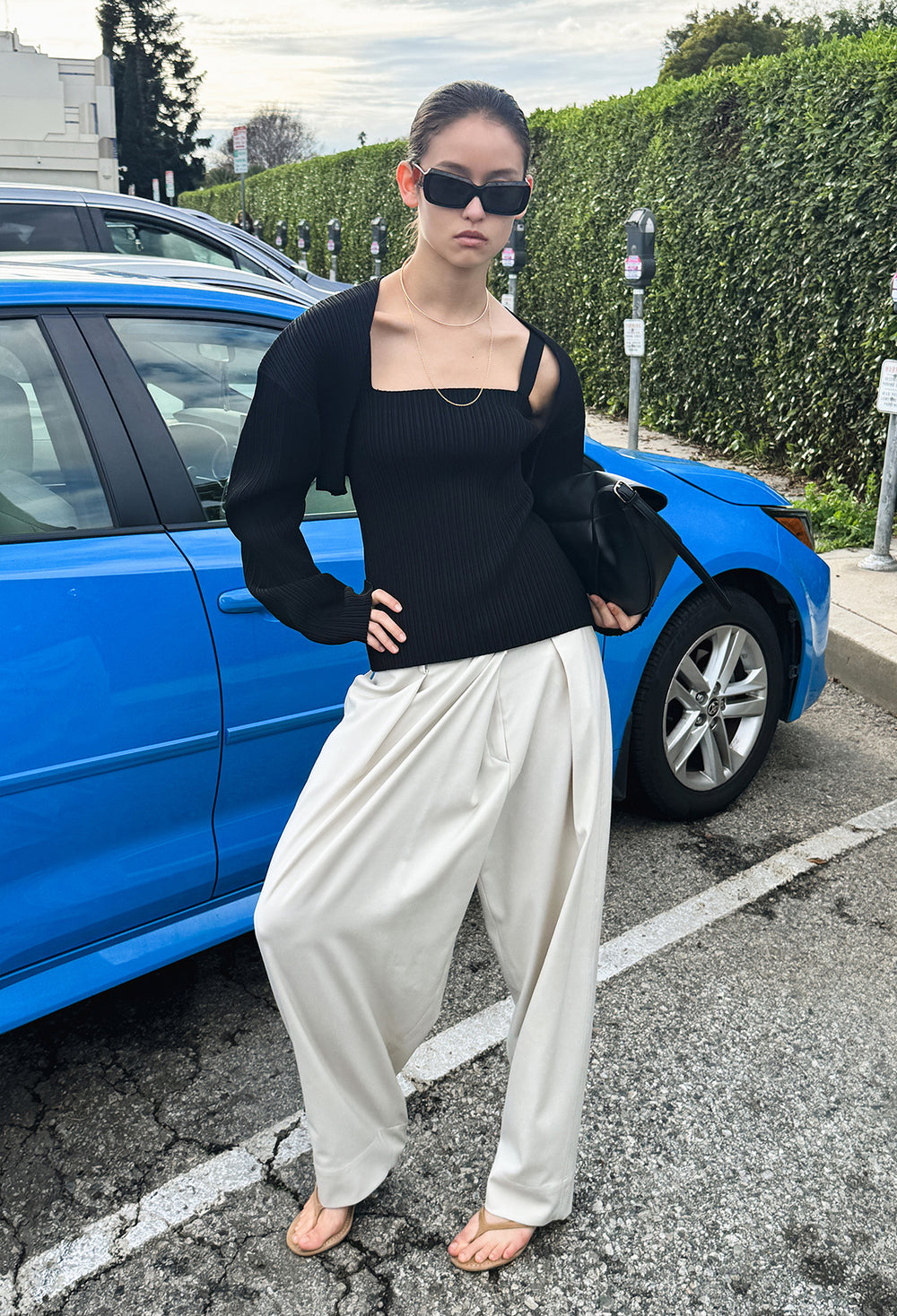 Wool Wrap Trousers Light Beige