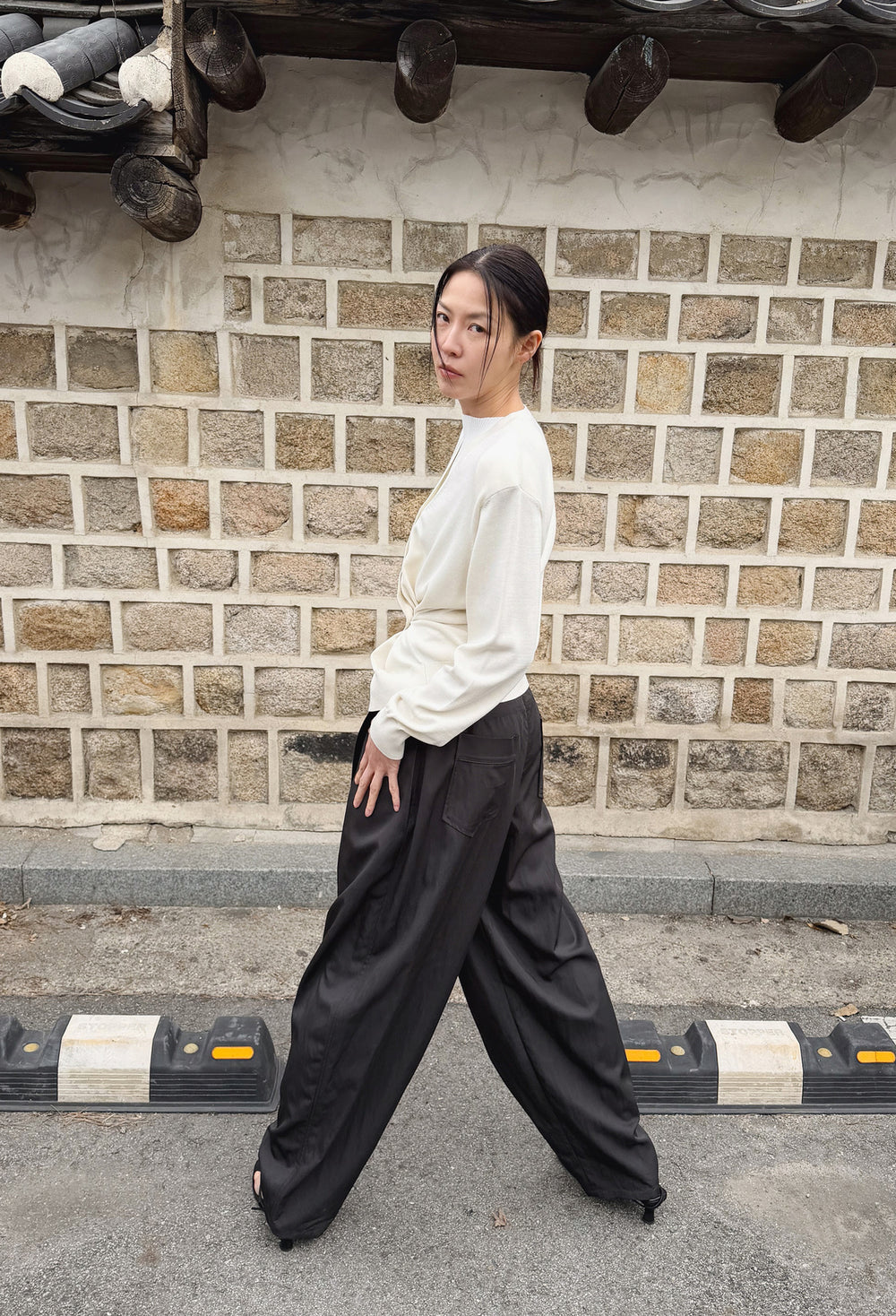 실크 블랜드 패디드 가디건 아이보리