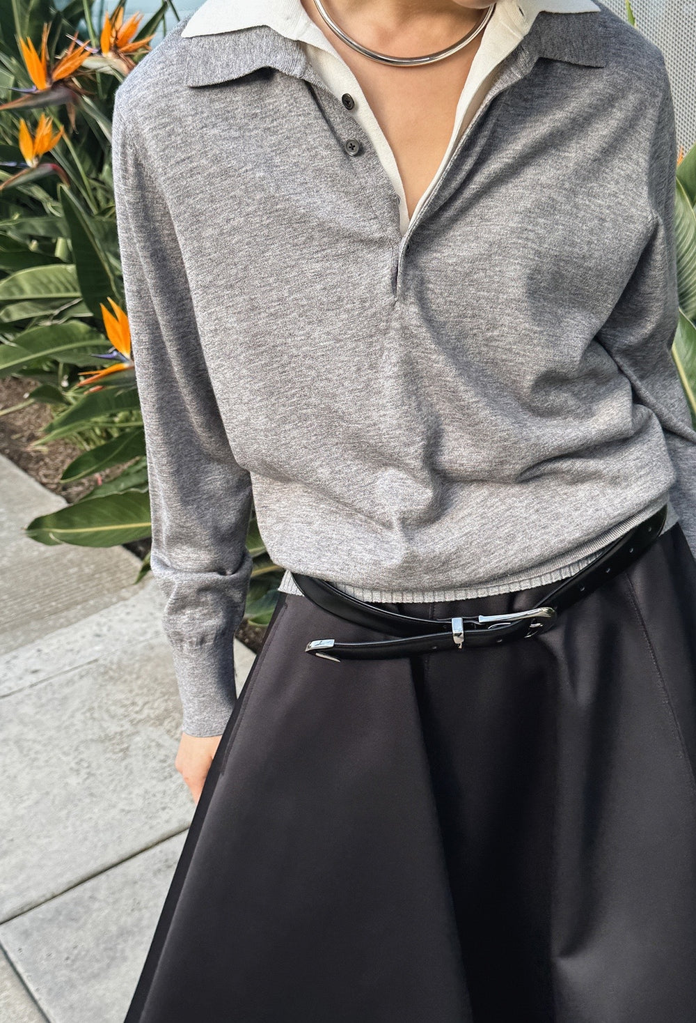 Spring Wool Pique Knit Gray