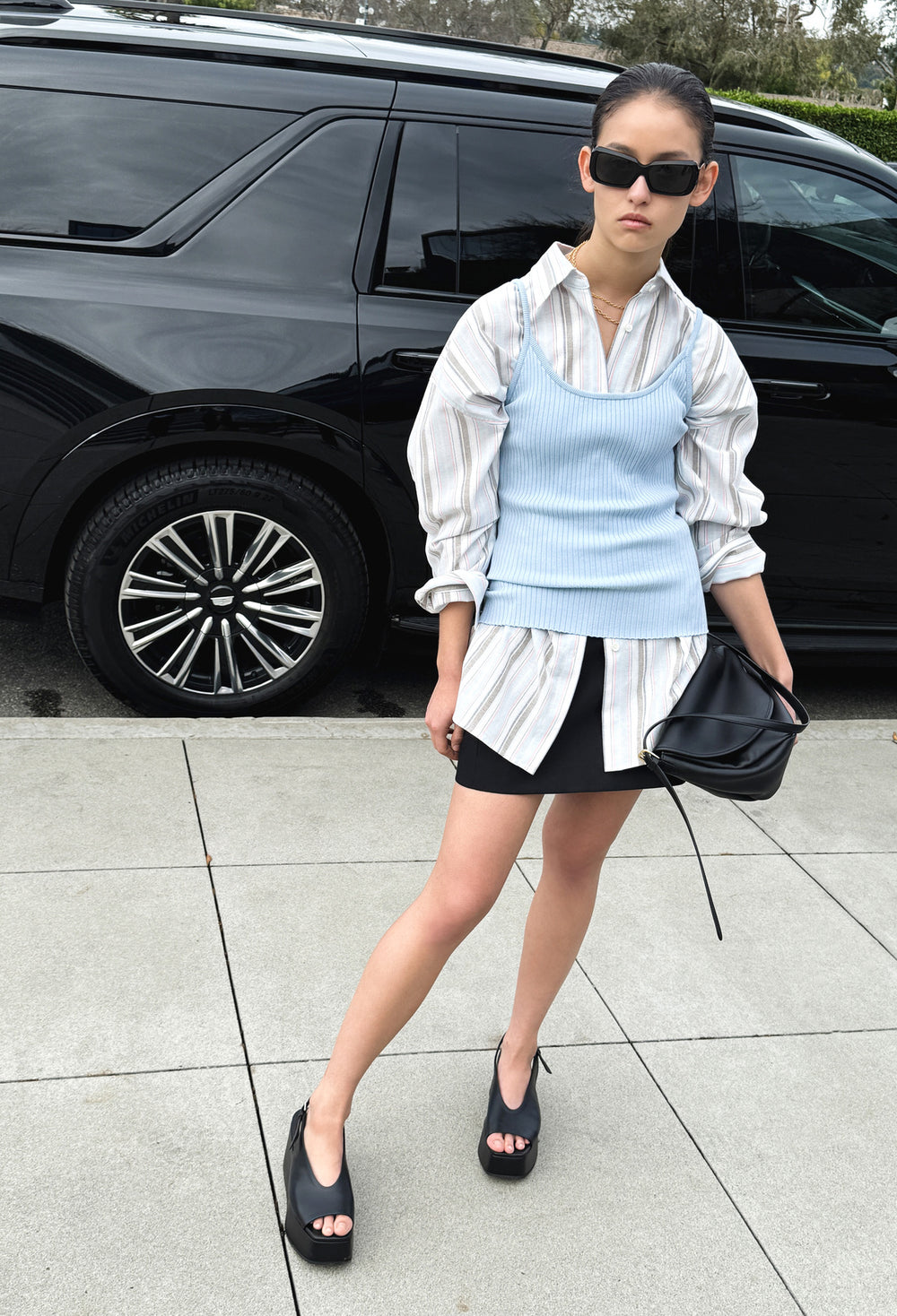 Wool Wrap Mini Skirt Black