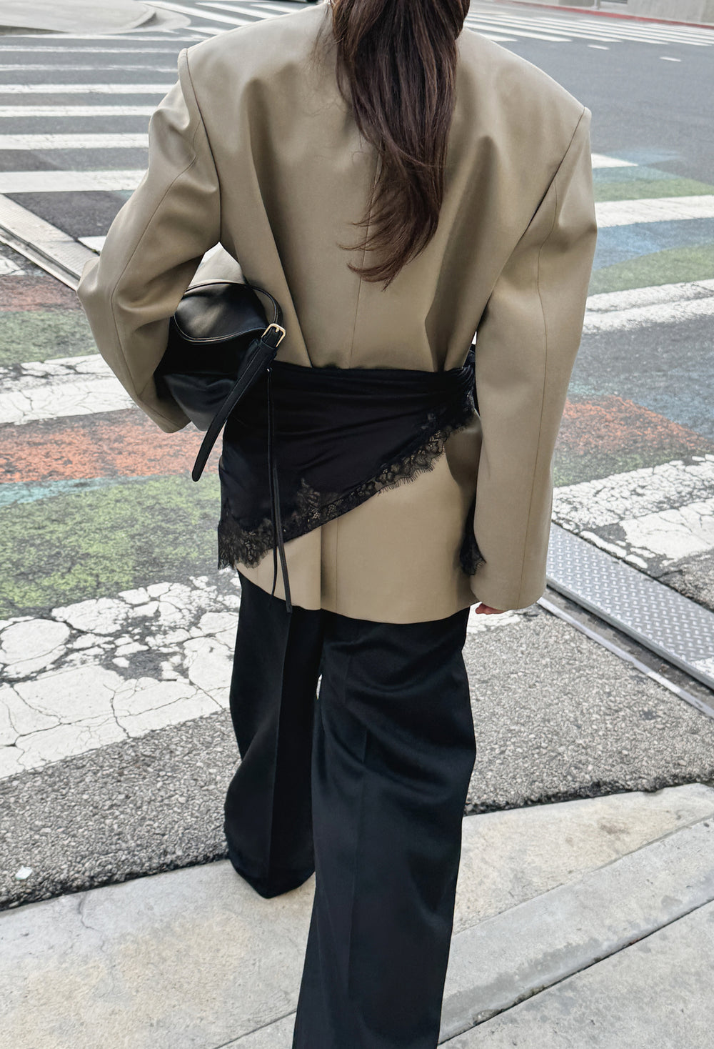 레이스 실크 스카프 블랙
