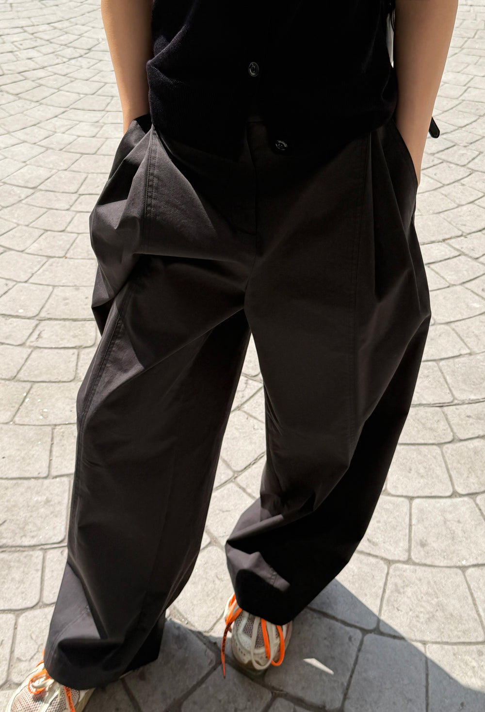 Cotton Pintuck Trousers Black