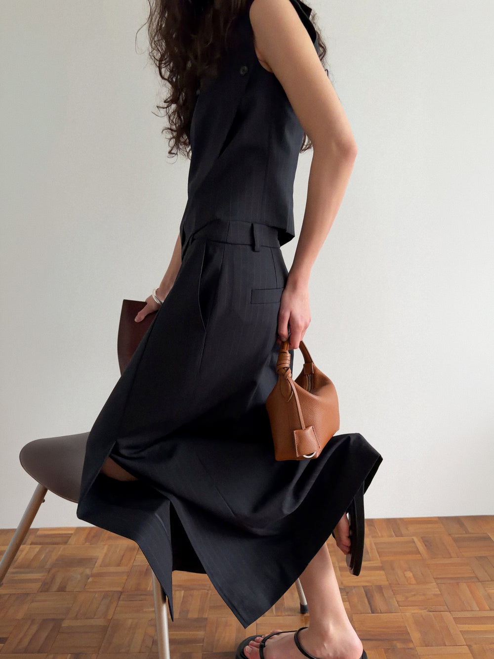 Tilted Pencil Skirt Navy