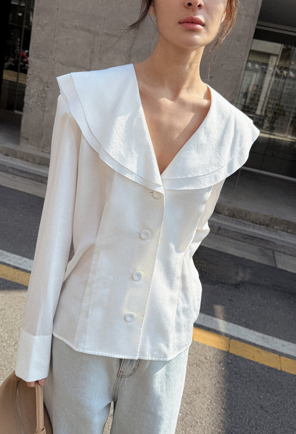 Ruffled shirt blouse