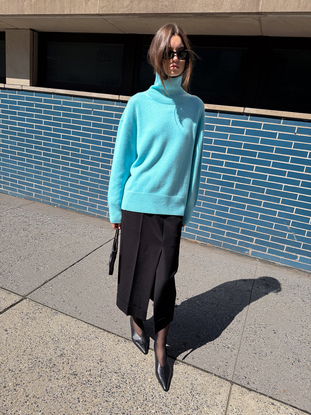Cashmere 100 Turtleneck Knit Mint Blue