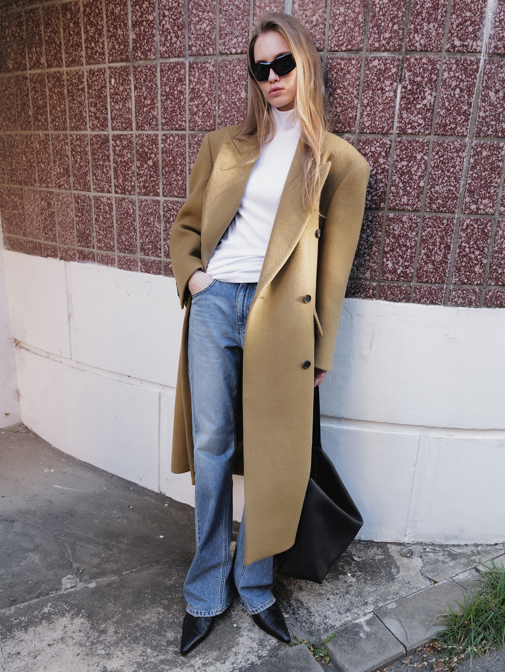 Double Tailored Long Coat Camel