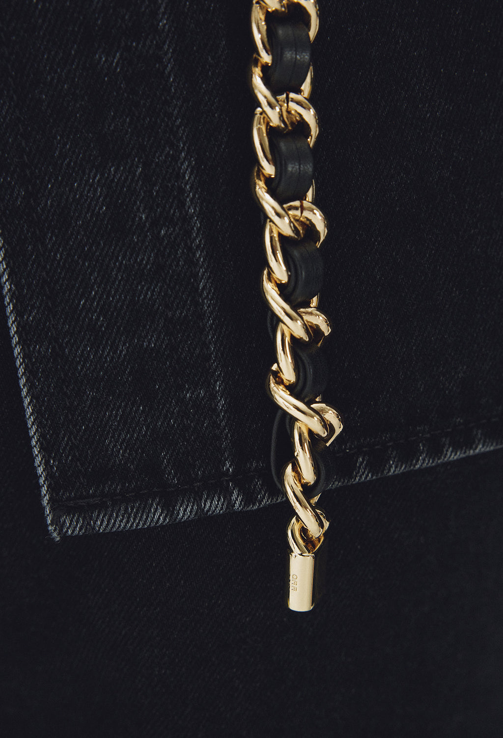 Rock Chain Belt Black Gold