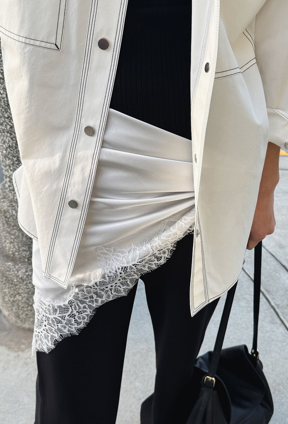 Lace Silk Scarf Silver