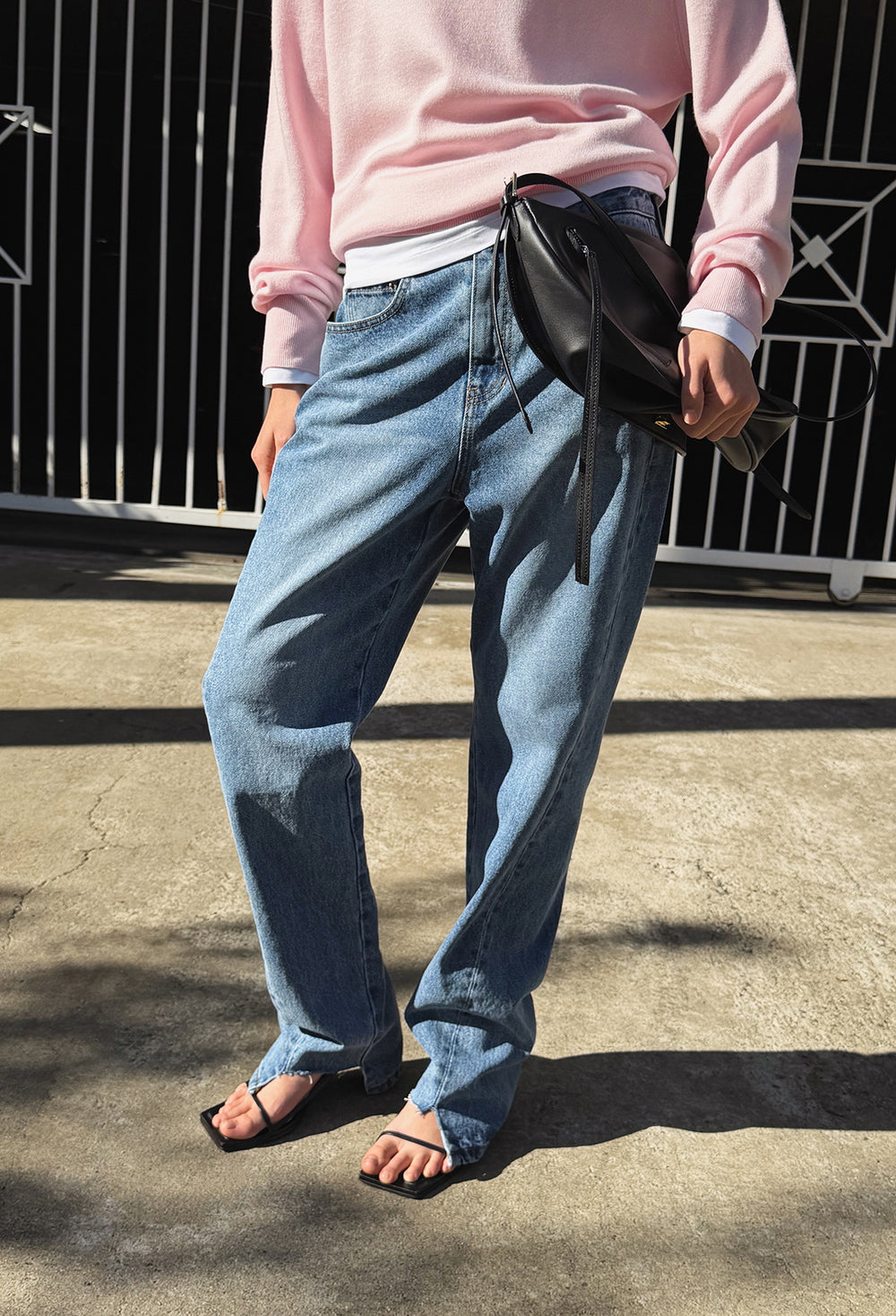 Spring Wool V-Neck Pullover Pink