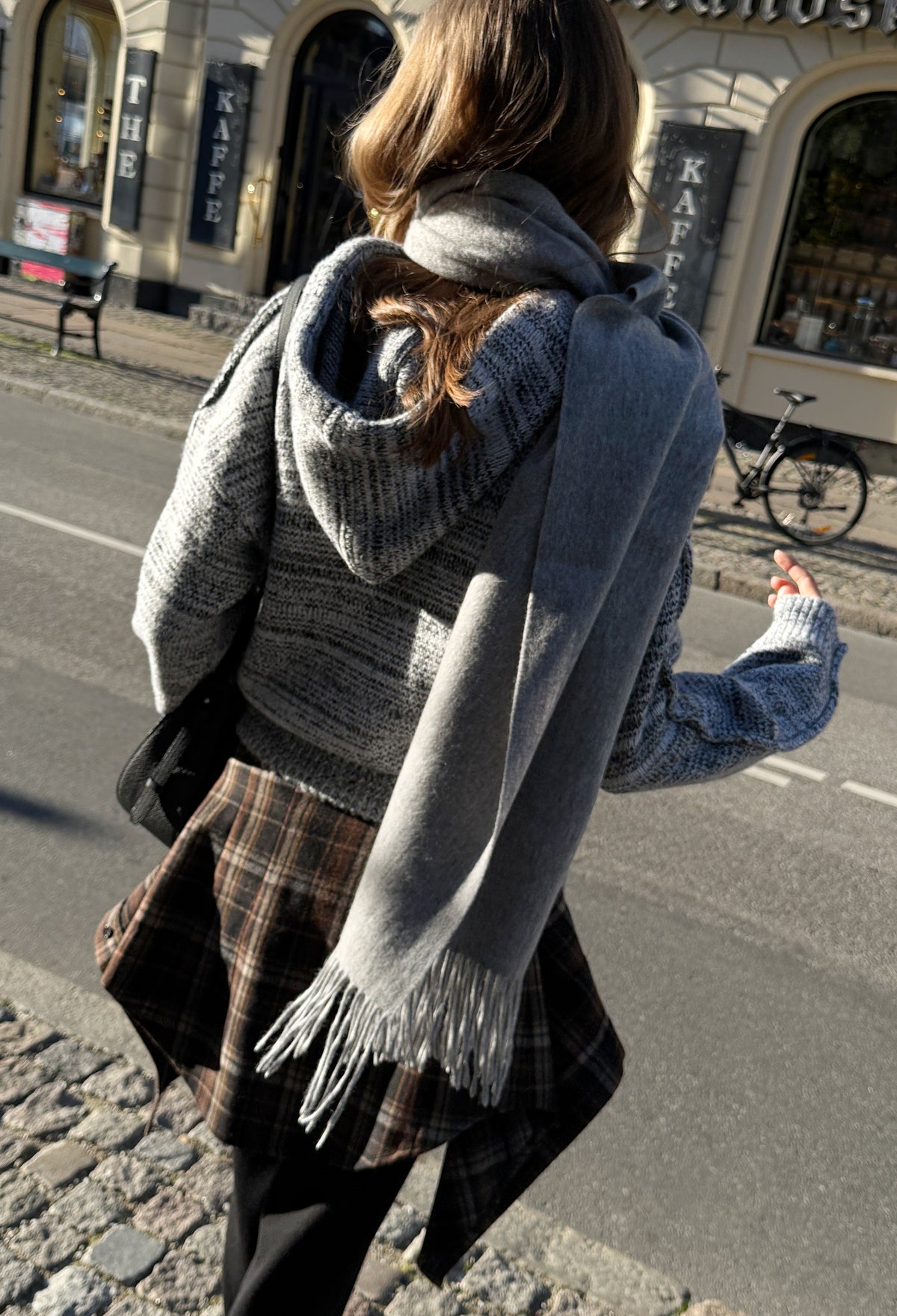 Lambswool Fringe Muffler Gray