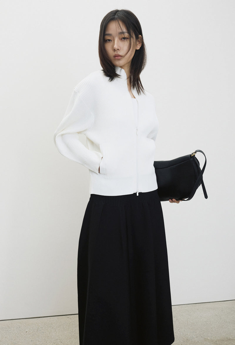 High-density Knit Zip-Up Ivory
