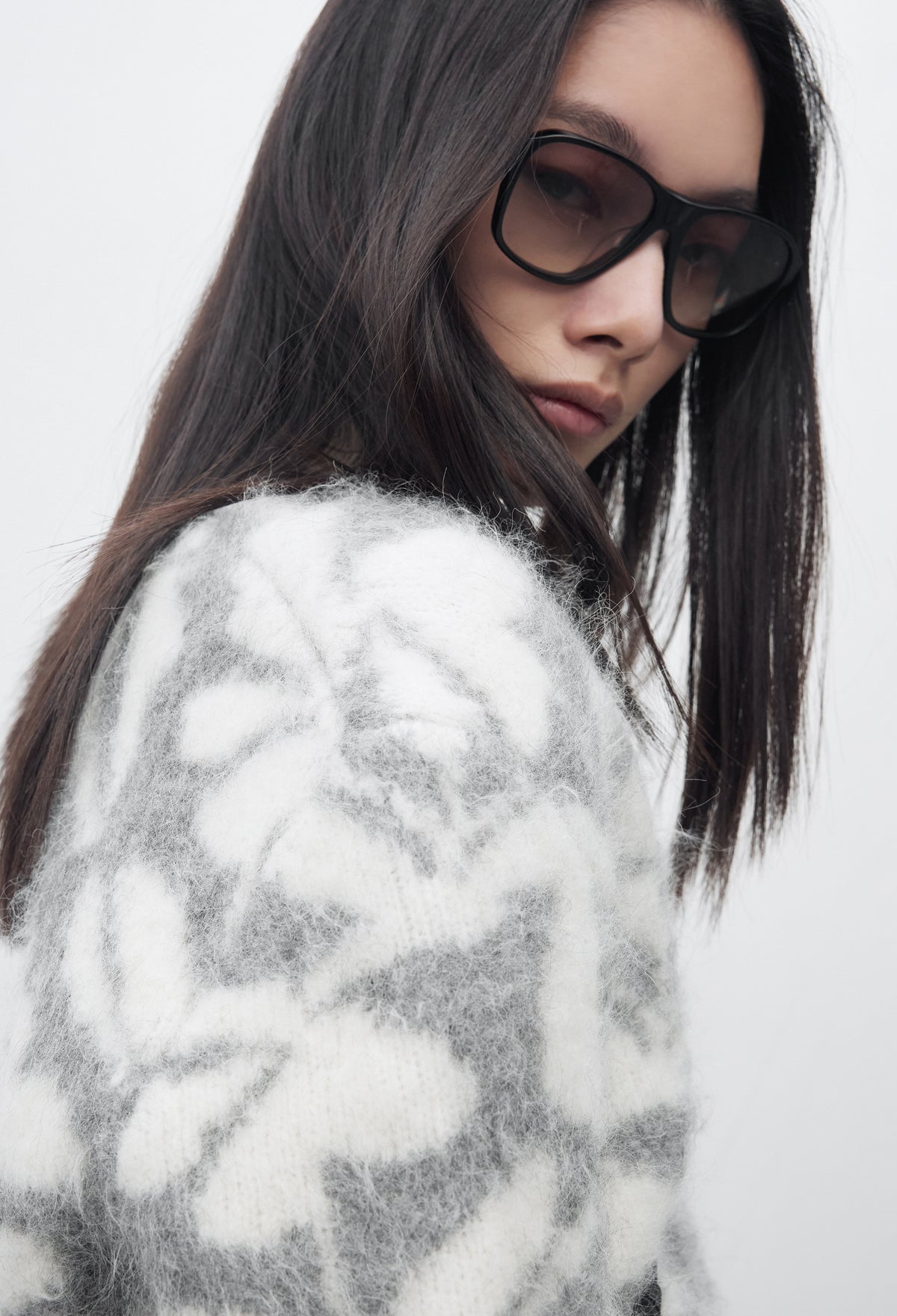Alpaca Jacquard Cardigan Gray