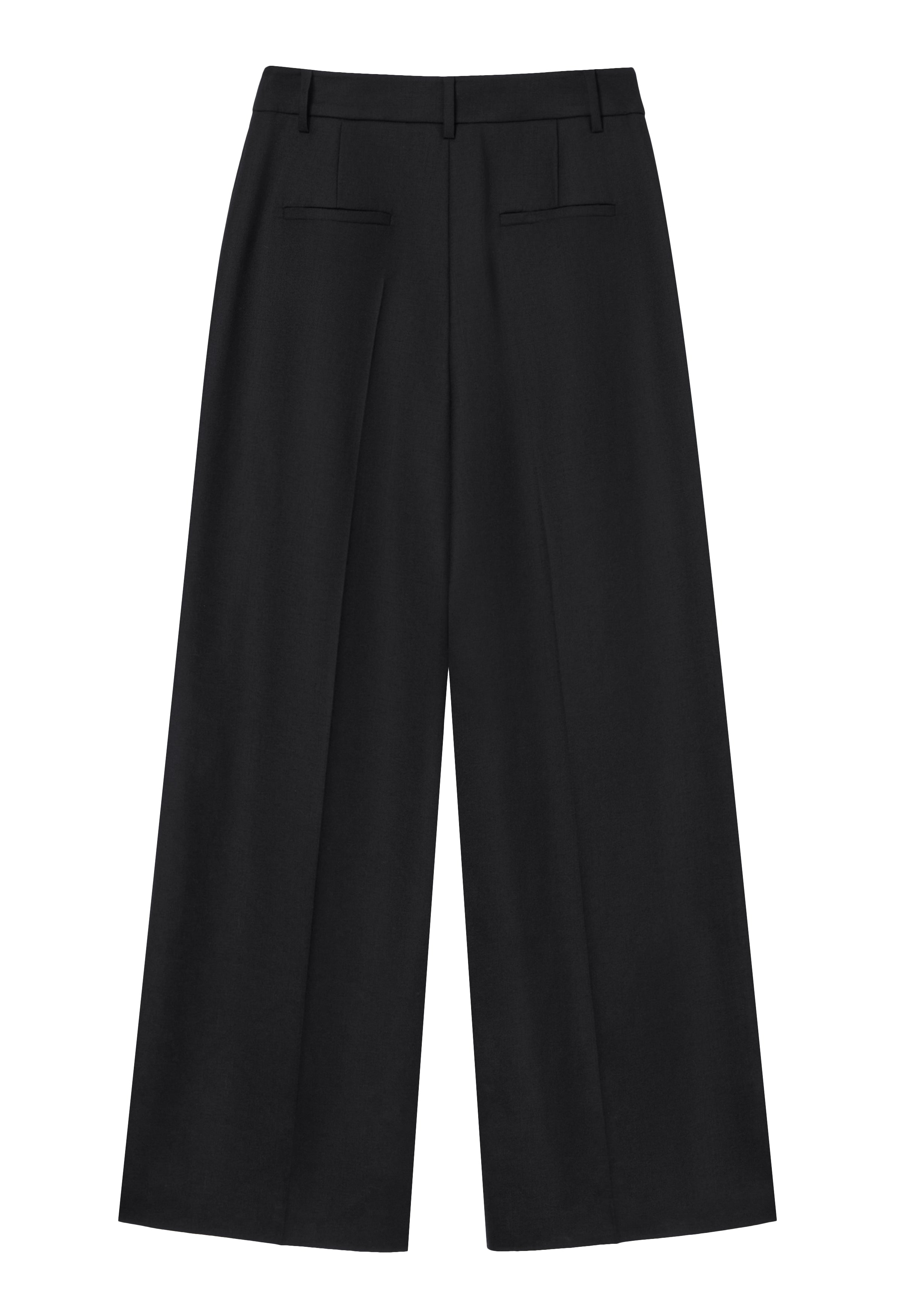 Wool 100 One-Tuck Trousers Black
