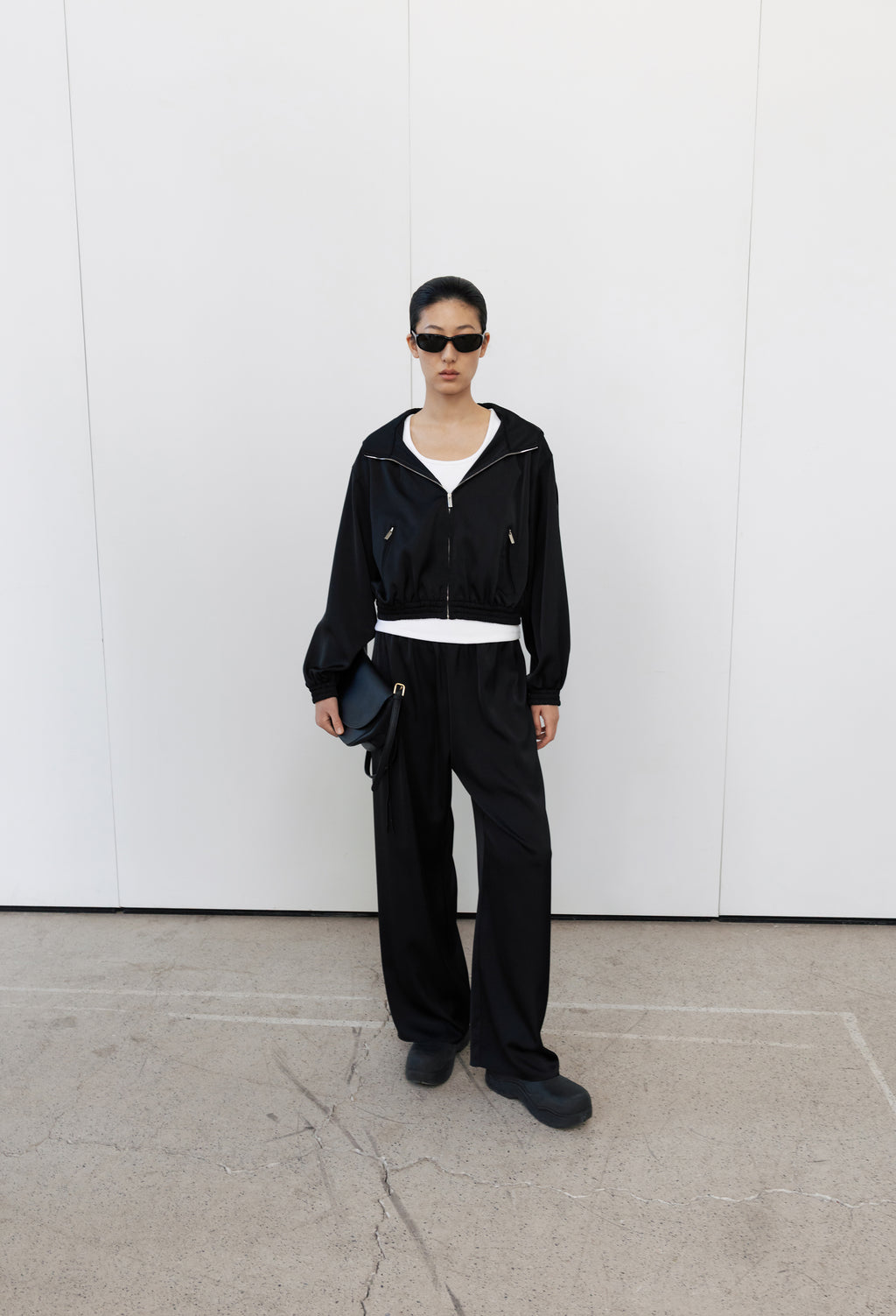 Satin Banding Pants Black
