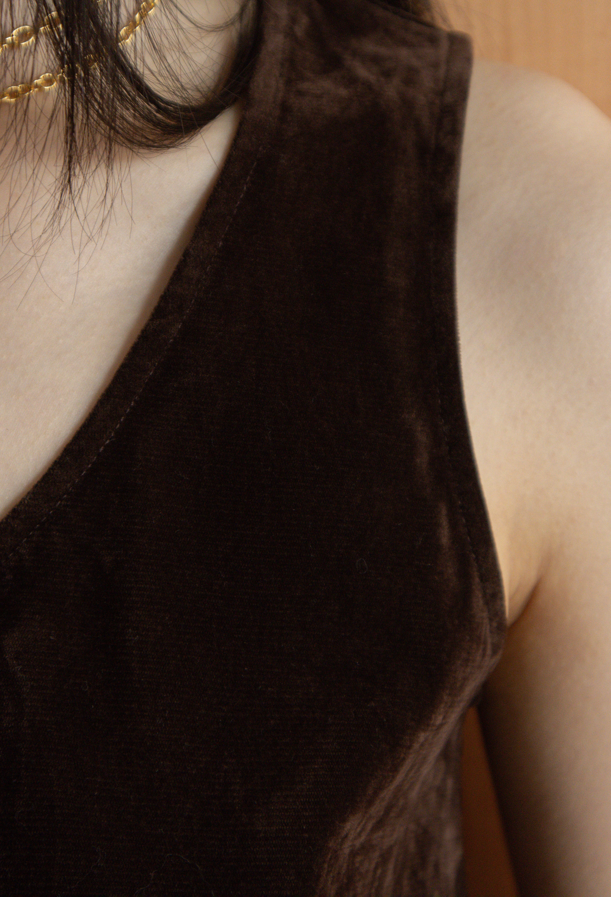 Velour Sleeveless Top Brown