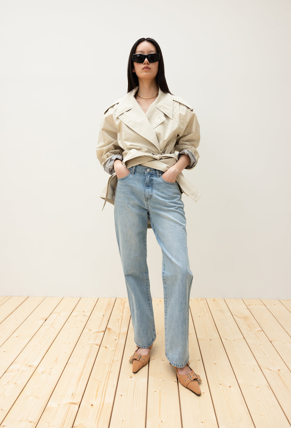 450 슬림핏 데님 블루