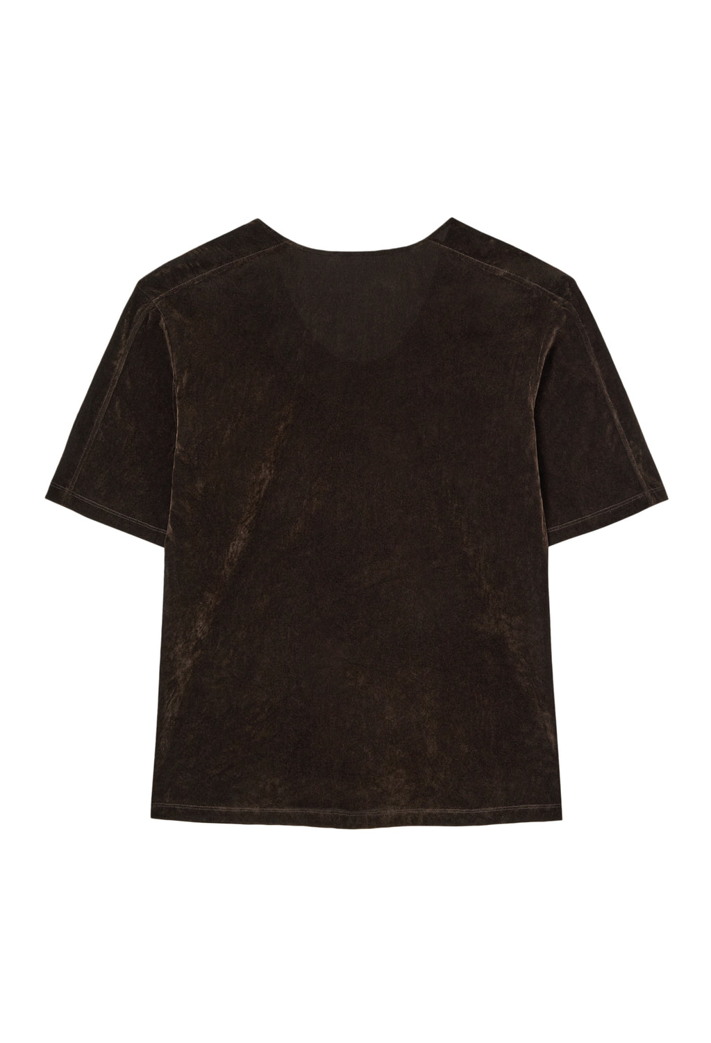 Velour U-neck T-shirt Brown