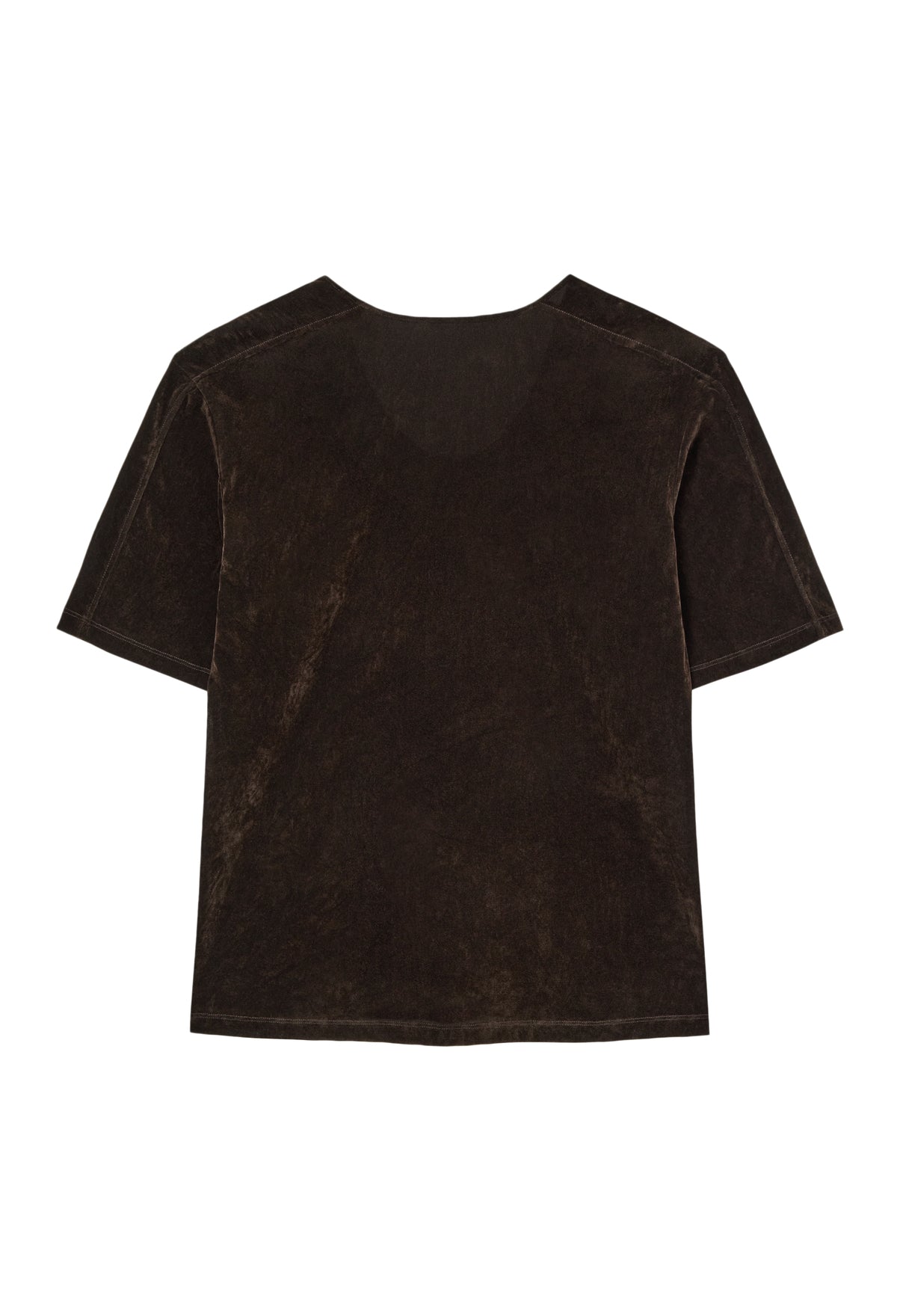 Velour U-neck T-shirt Brown