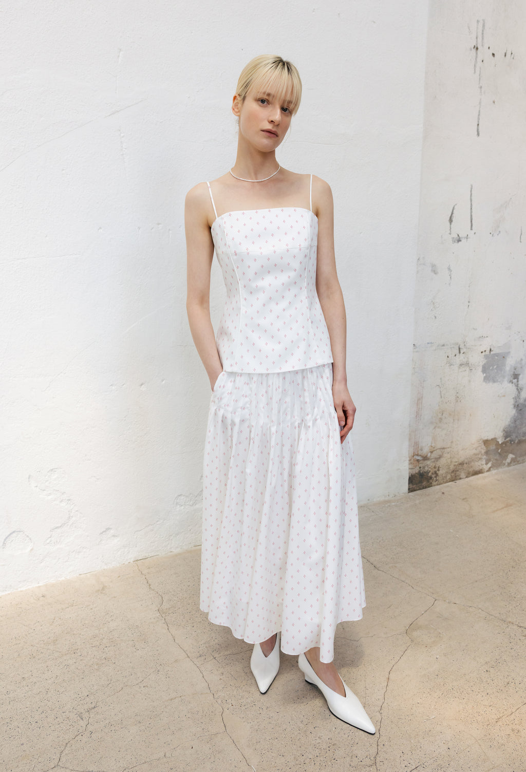 Pintuck full skirt white