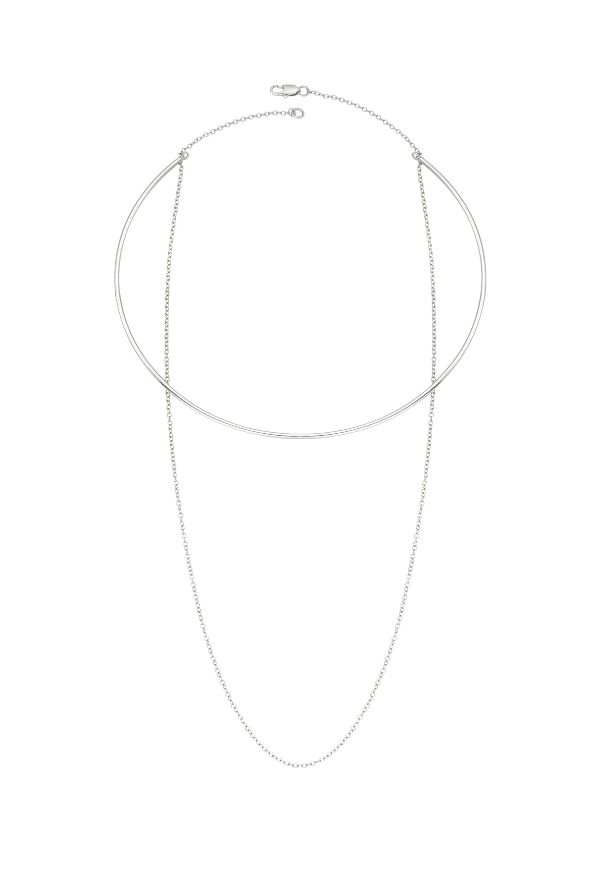 Layered Hoops Necklace Silver