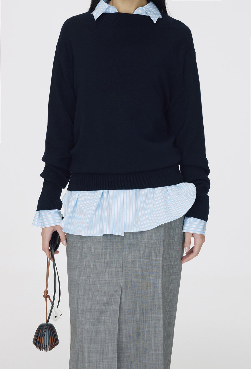 Spring Wool Boatneck Pullover Navy