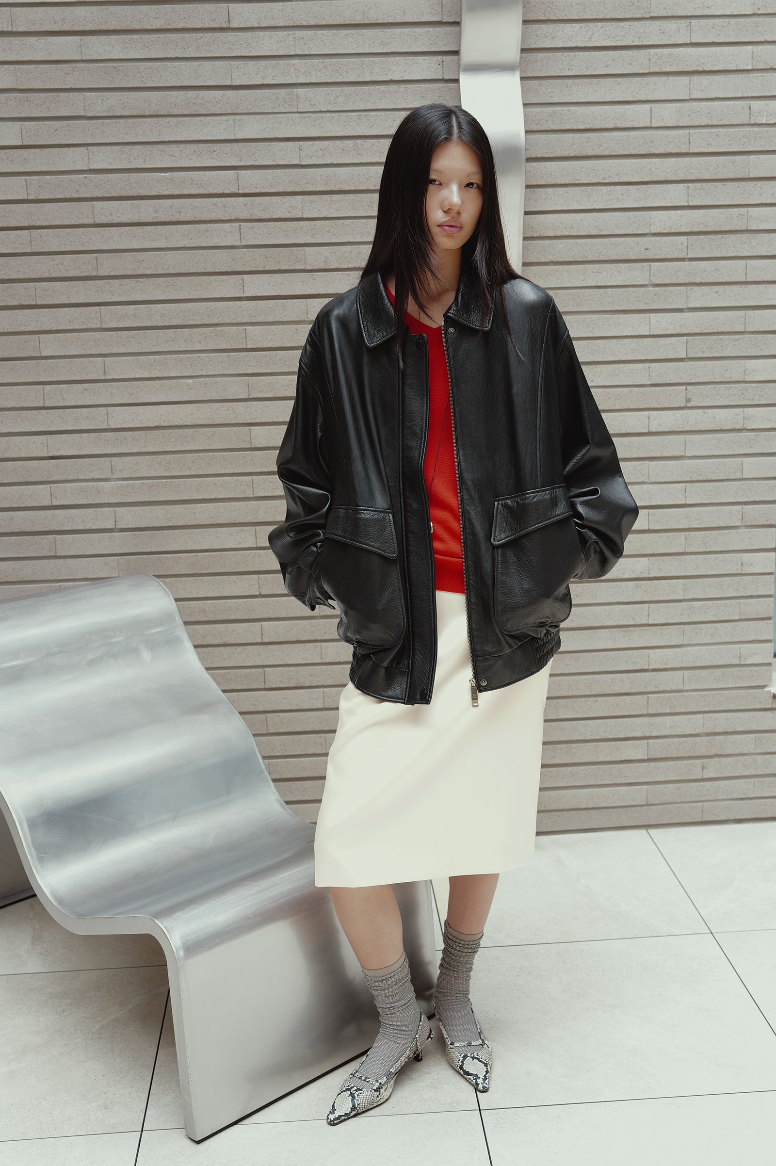 Satin Midi Skirt Cream