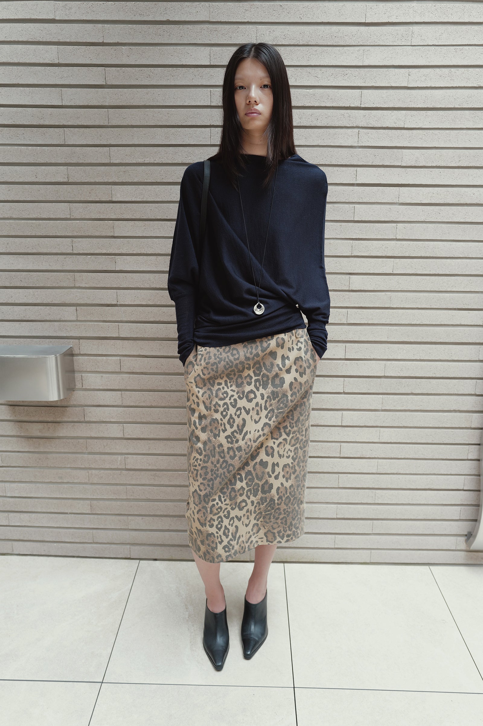 Leopard Midi Skirt Beige