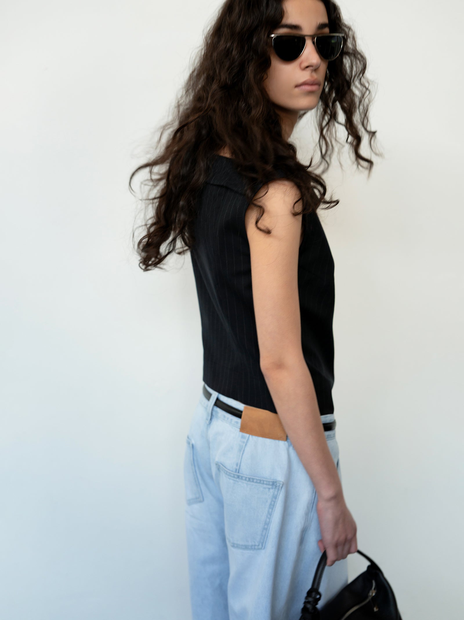 Tilted Cowl Vest Navy