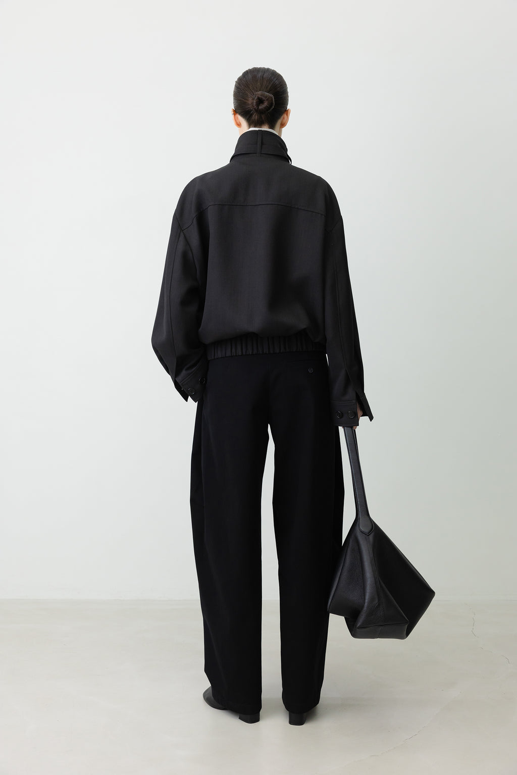High-Neck Blouson Jumper Charcoal