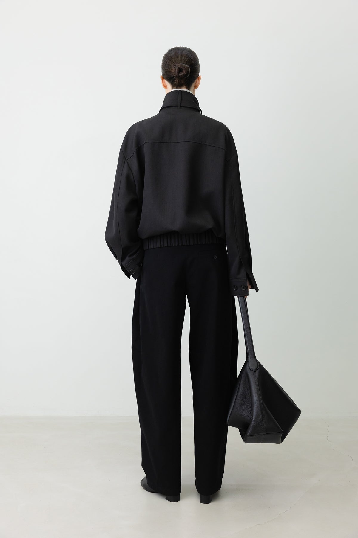 High-Neck Blouson Jumper Charcoal