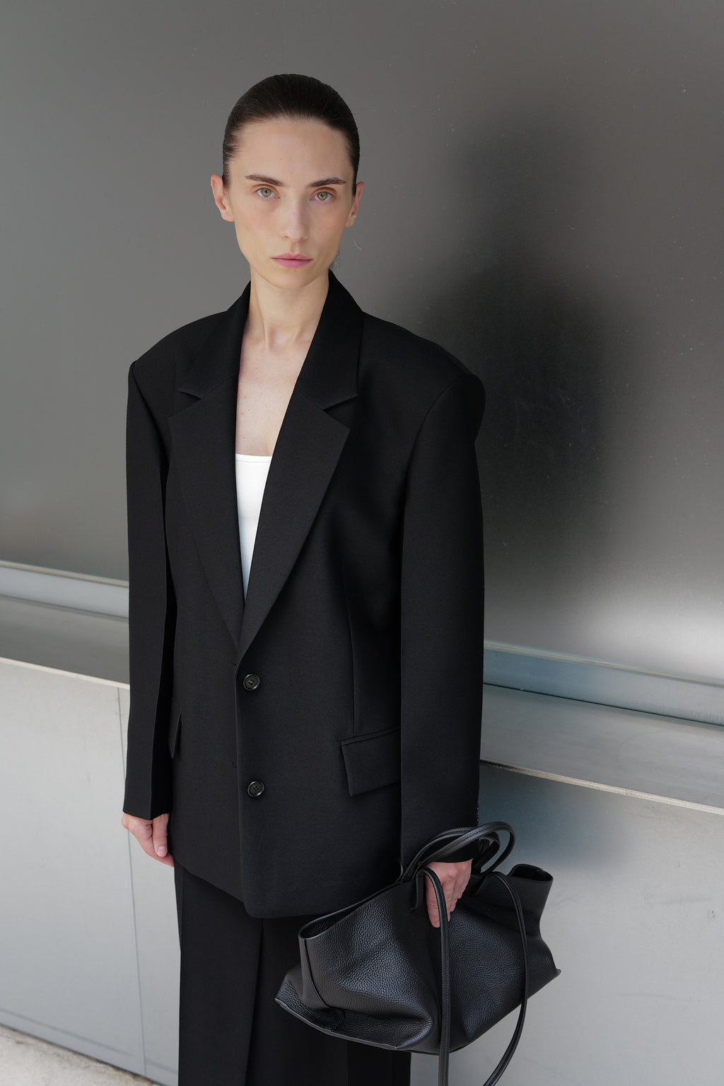 Wool Silk Blazer Black