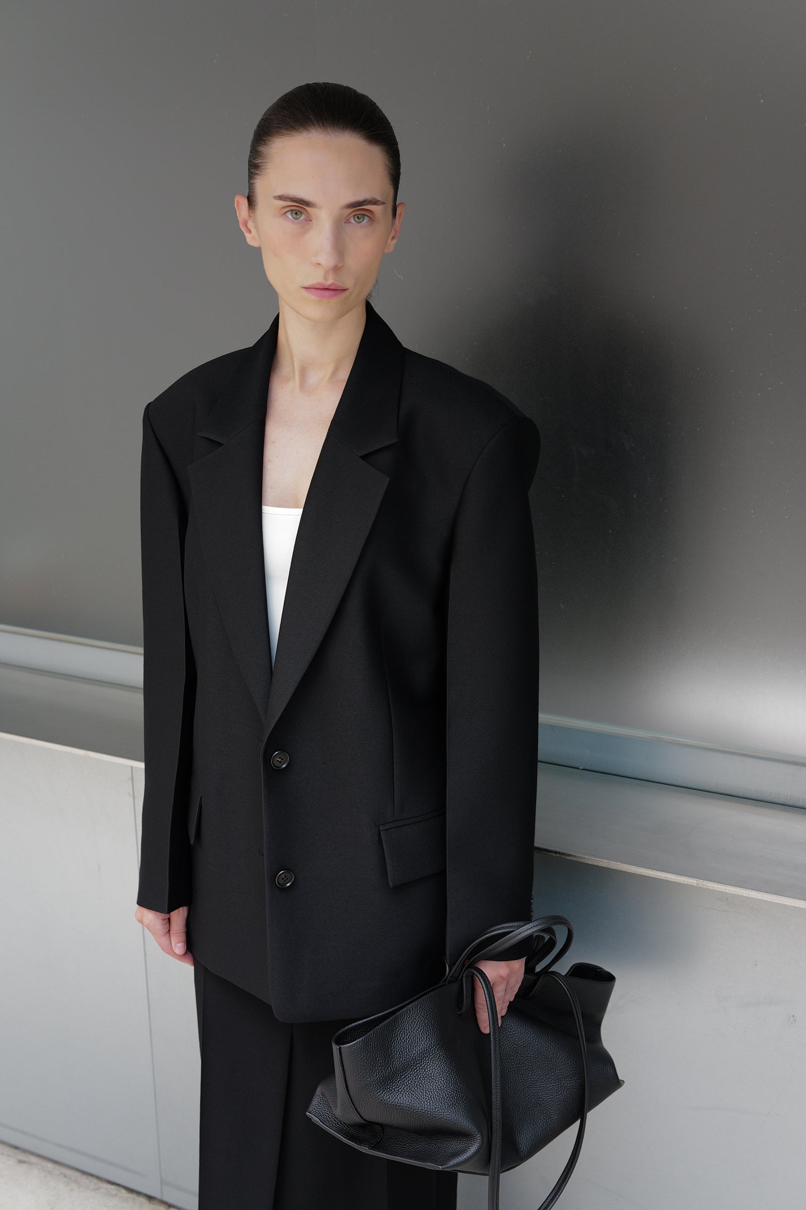 Wool Silk Blazer Black