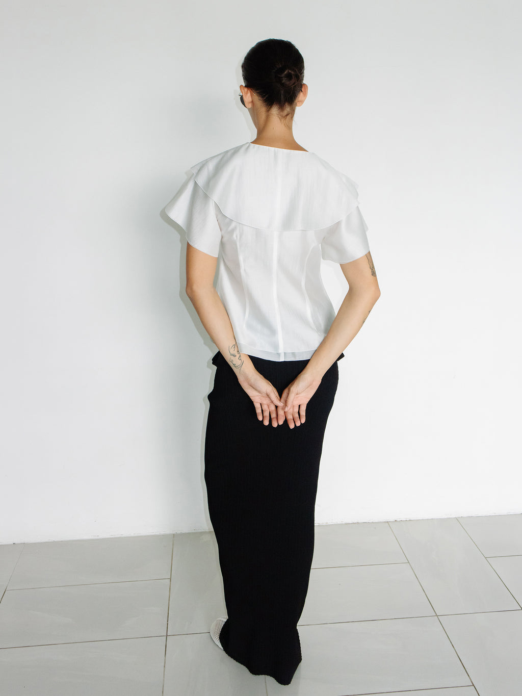 Ruffle Peplum Blouse Ivory