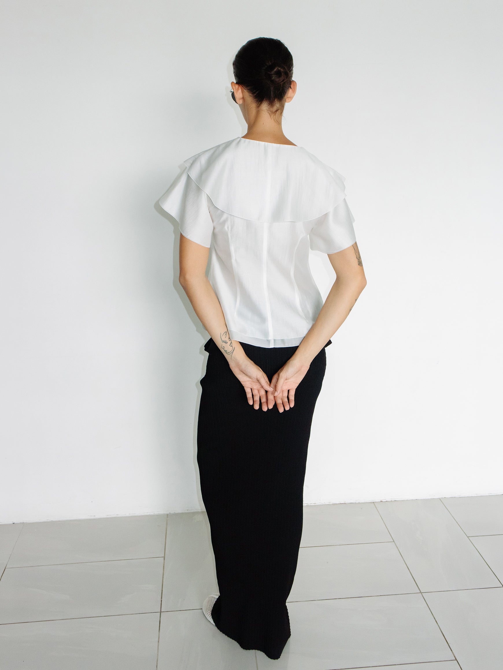 Ruffle Peplum Blouse Ivory