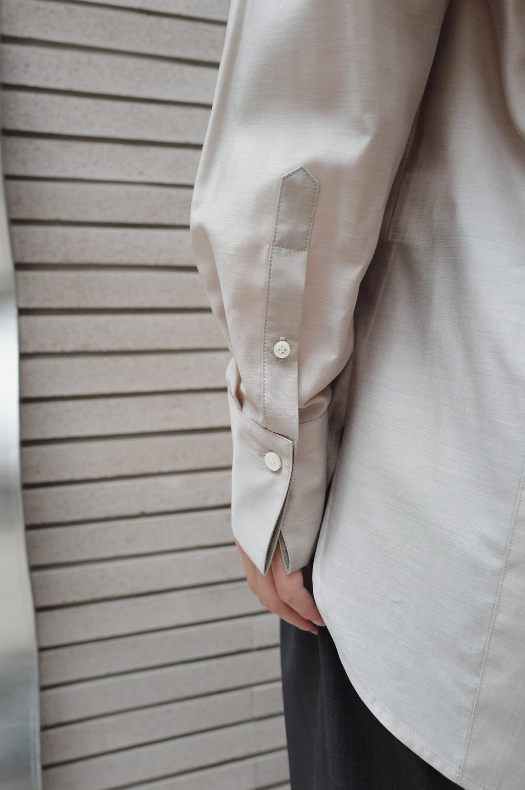 Belted Sheer Shirt Greige
