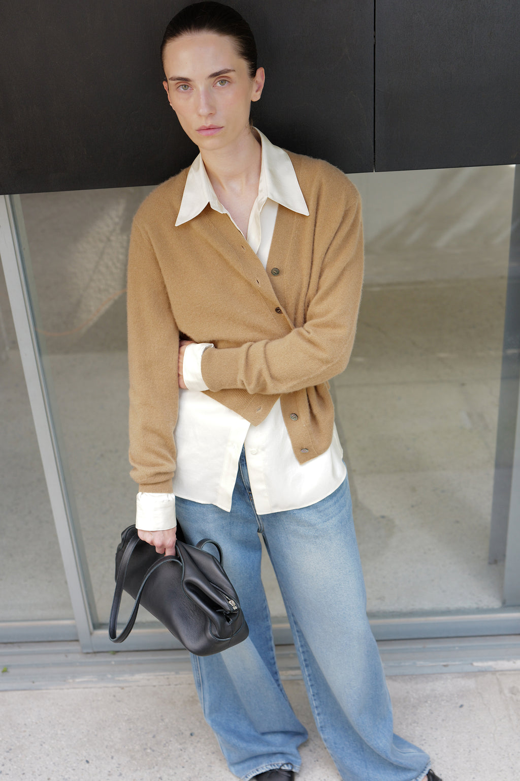 Cashmere 100 Padded Cardigan Camel