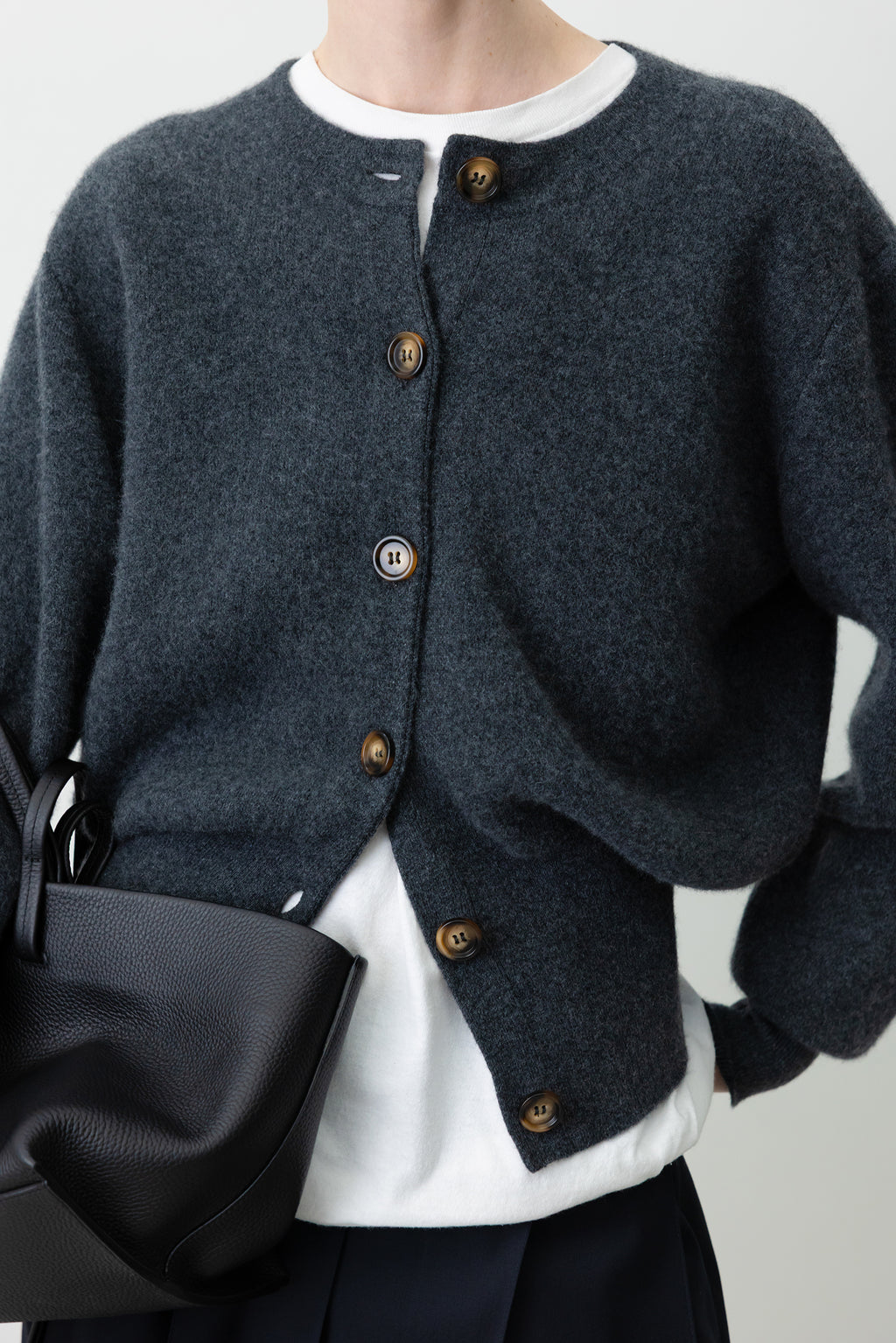 Cashmere 100 Double-faced Cardigan Charcoal