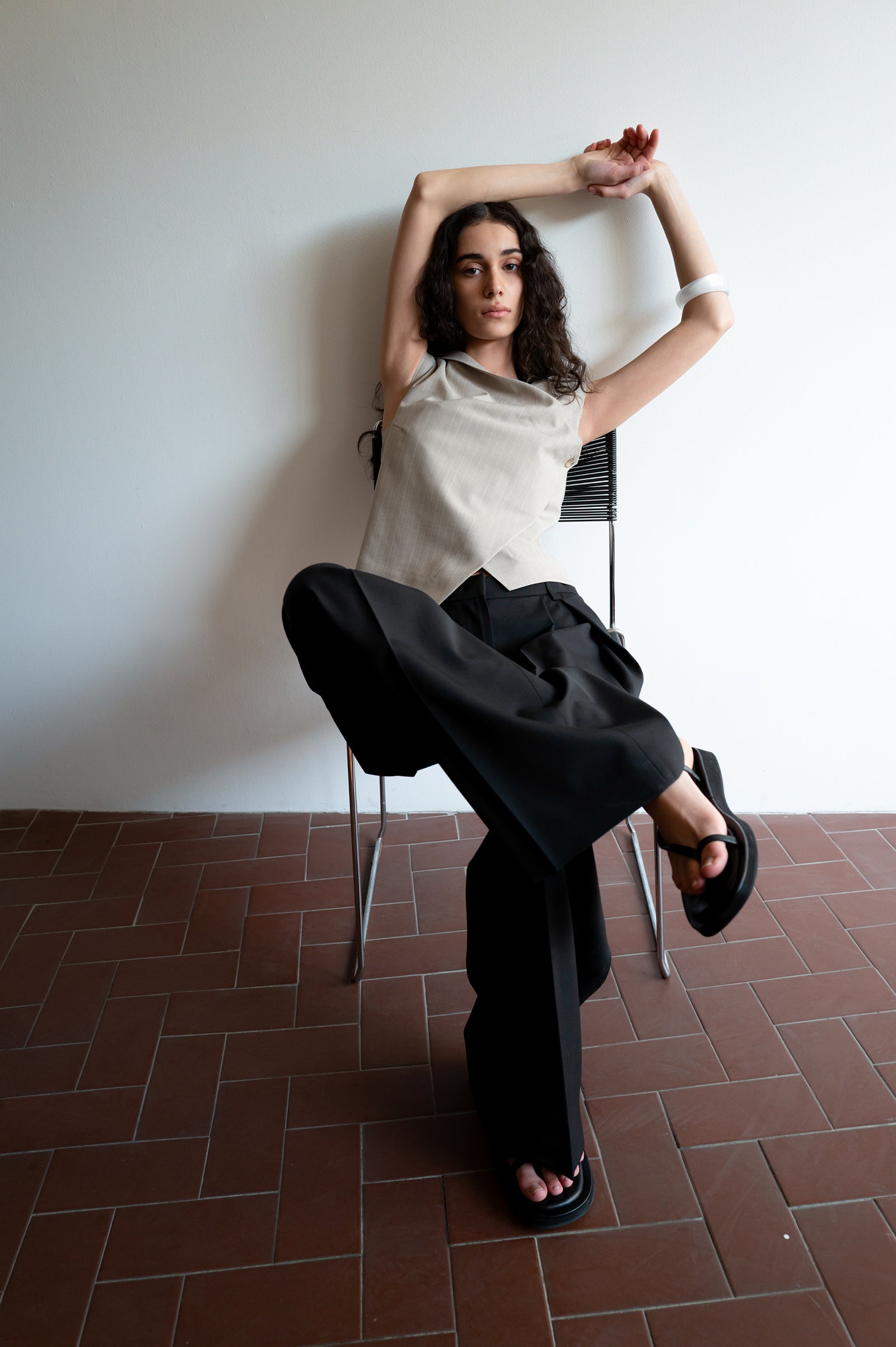 Clear Wool Trousers Black
