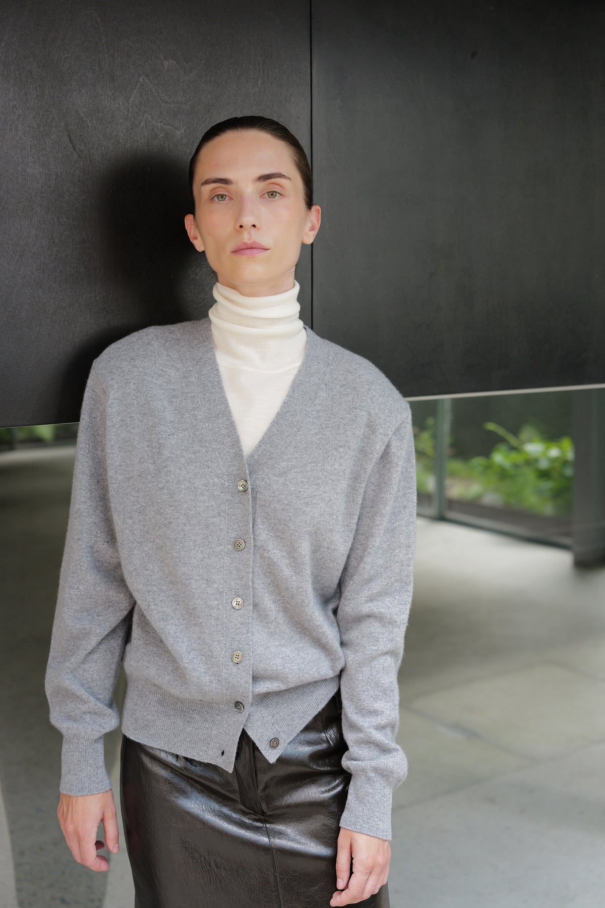 Cashmere 100 Padded Cardigan Grey
