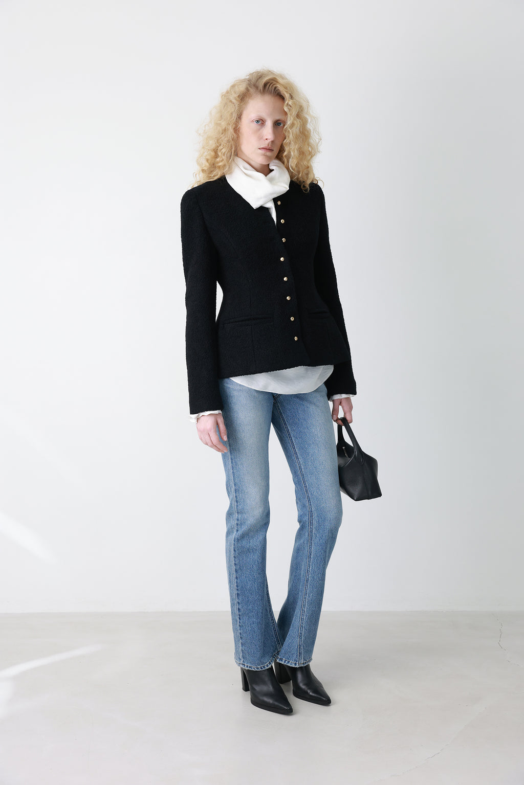 Scarf-neck blouse