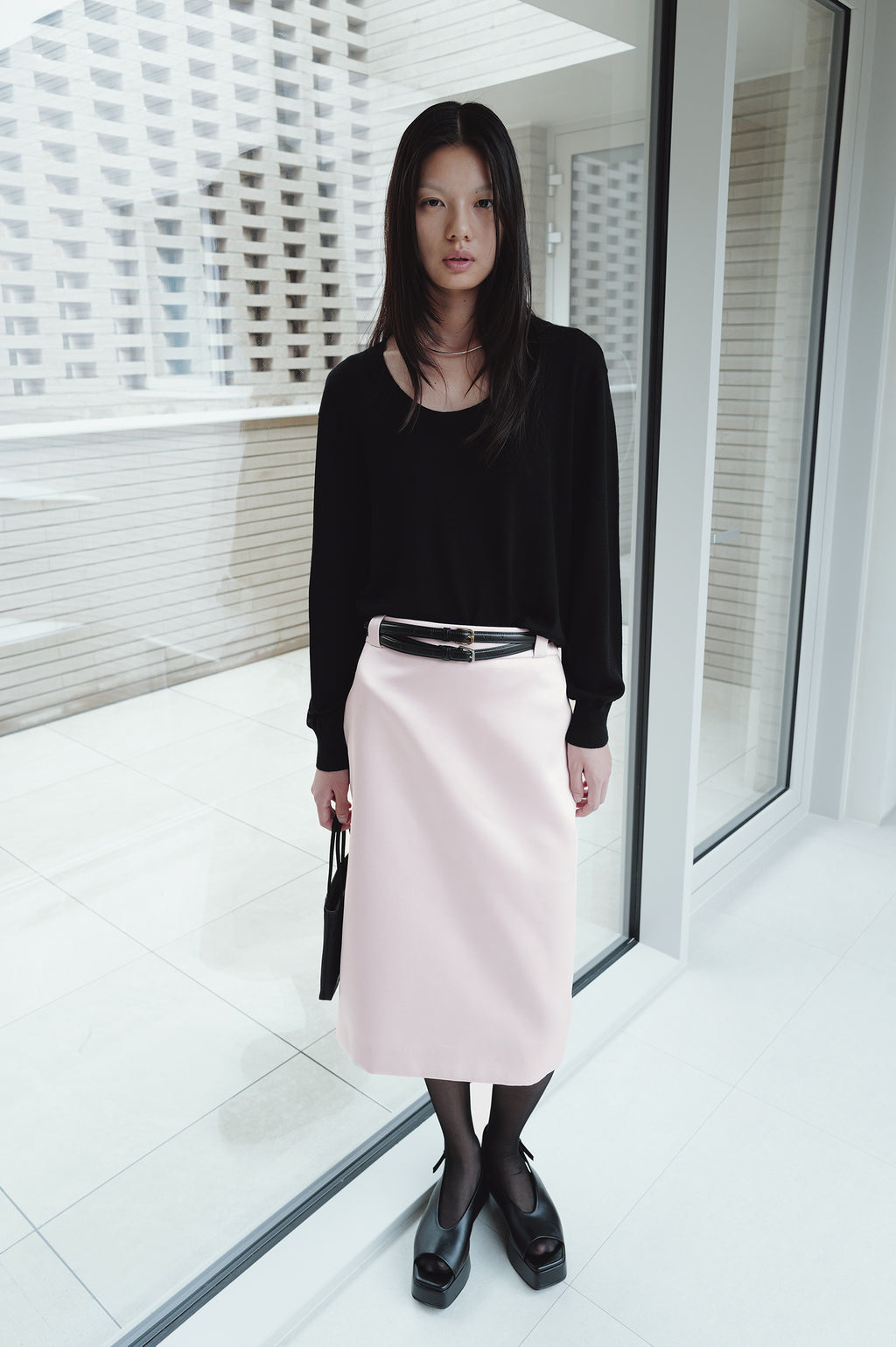 Satin Midi Skirt - Pink