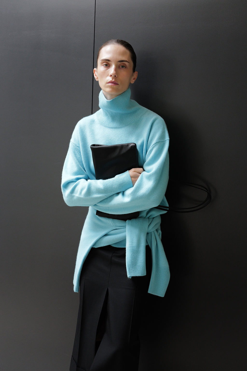 Cashmere 100 Turtleneck Knit Mint Blue