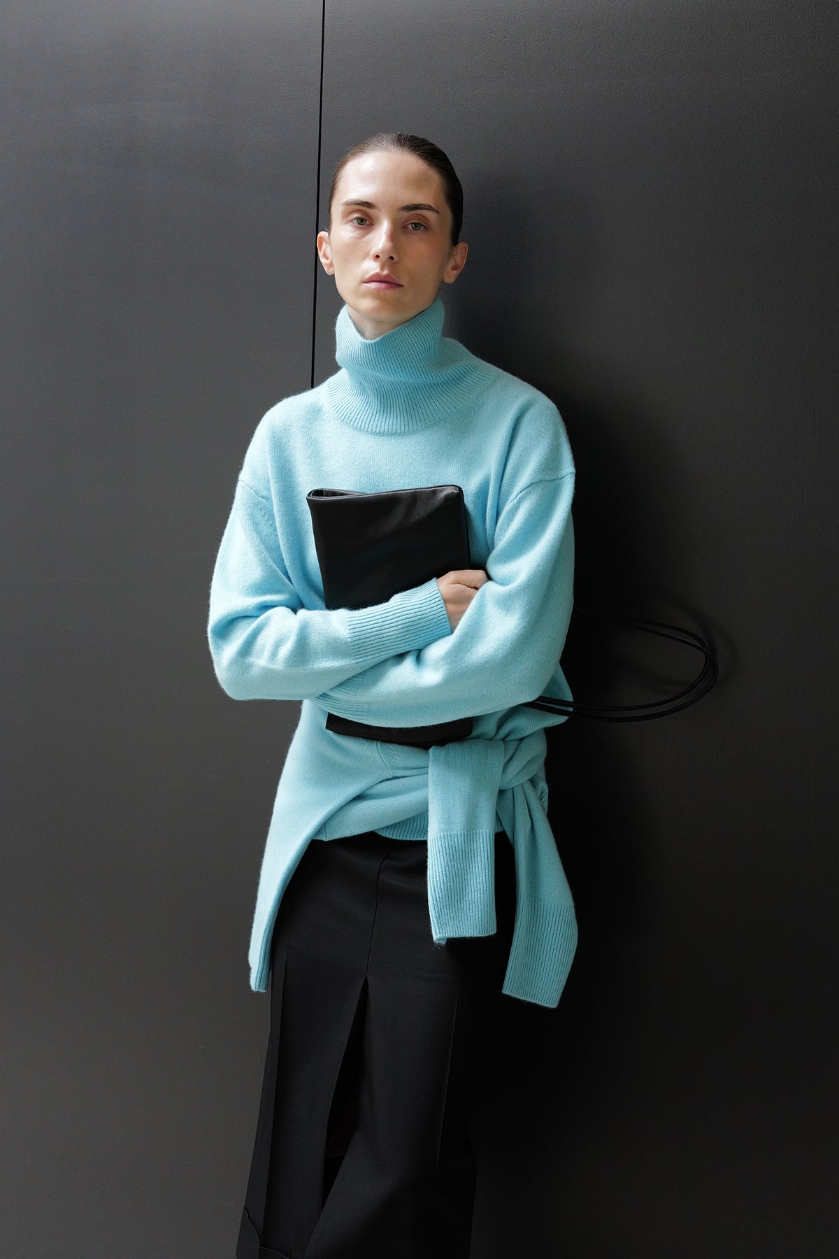 Cashmere 100 Turtleneck Knit Mint Blue