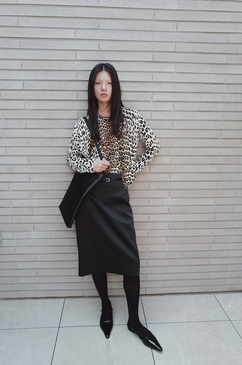 Satin Midi Skirt Black