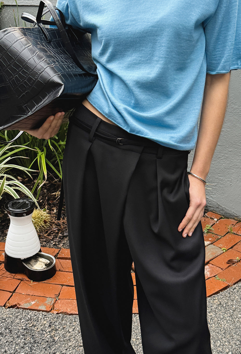 Wool Wrap Trousers Black