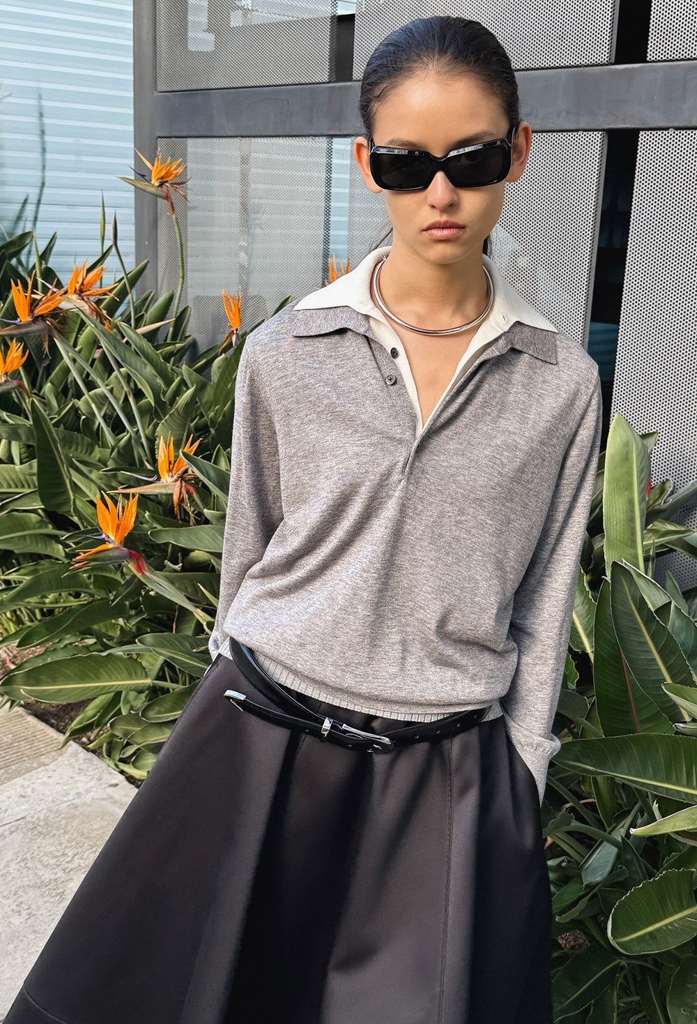 Spring Wool Pique Knit Gray
