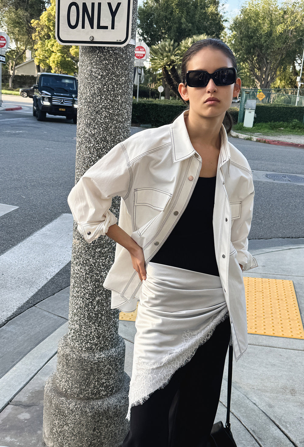 Lace Silk Scarf Silver