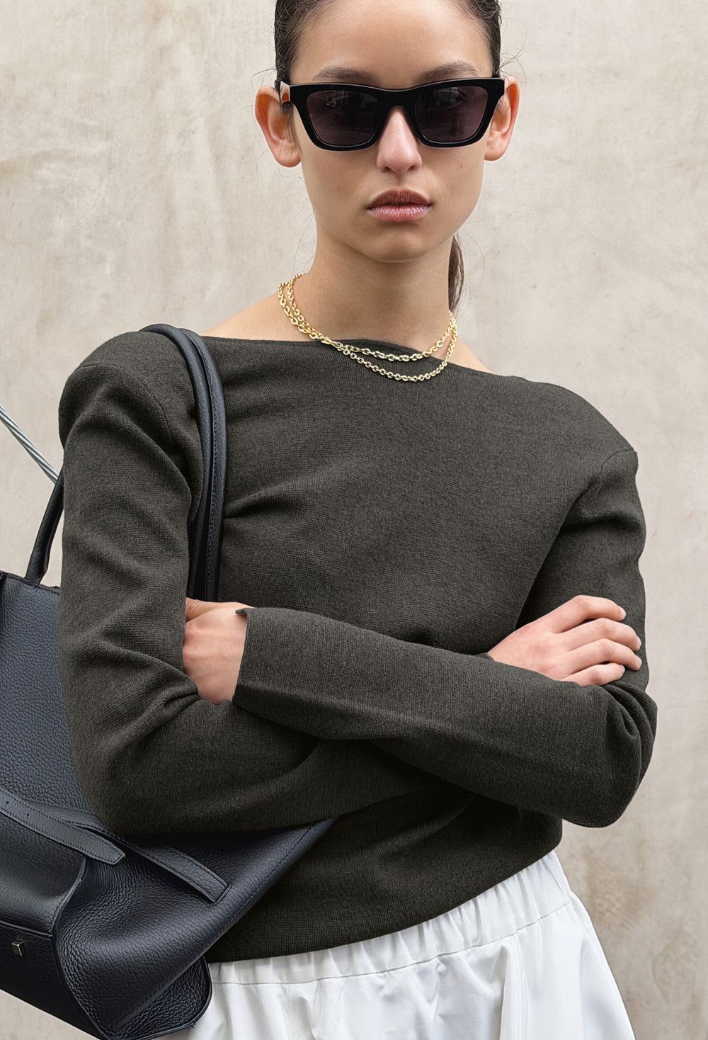 Washable Wool Cotton Knit Khaki