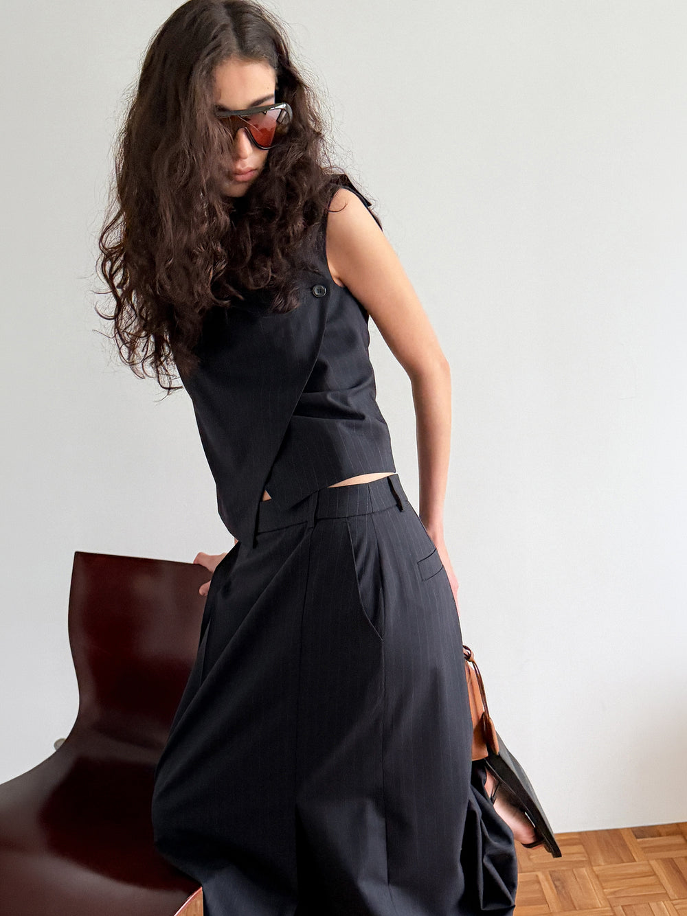 Tilted Pencil Skirt Navy